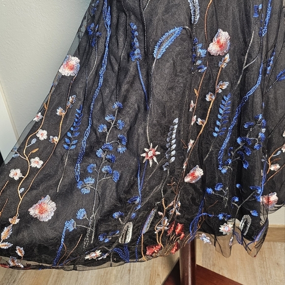 Floral Embroidered Black Dress By My Michelle. Black Fully Embroidered - Picture 11 of 14